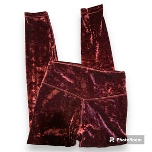 Lolë Maroon Crushed Velvet Leggings